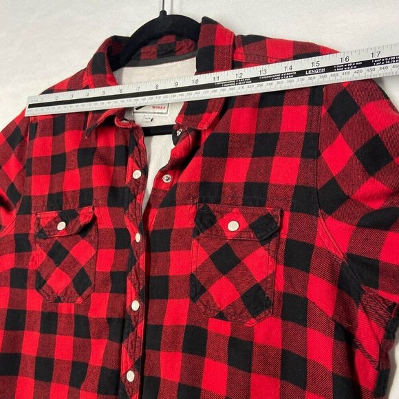 Buffalo Plaid Fleece Shacket Lined Shirt Jacket Red Black BC Clothing Women’s M - Picture 7 of 14